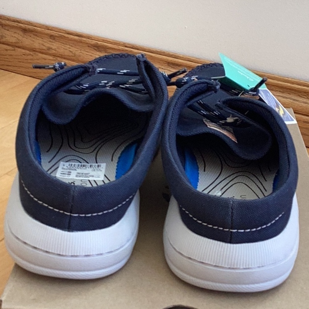 Clarks Driftlite Surf navy blue canvas slip on shoes, men’s size 10 - Picture 9 of 16